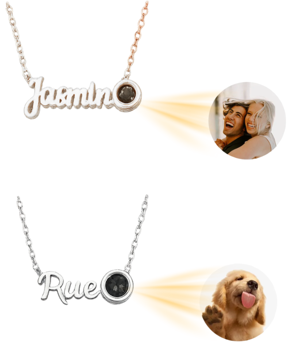 Collar con nombre personalizado y con proyección de foto
