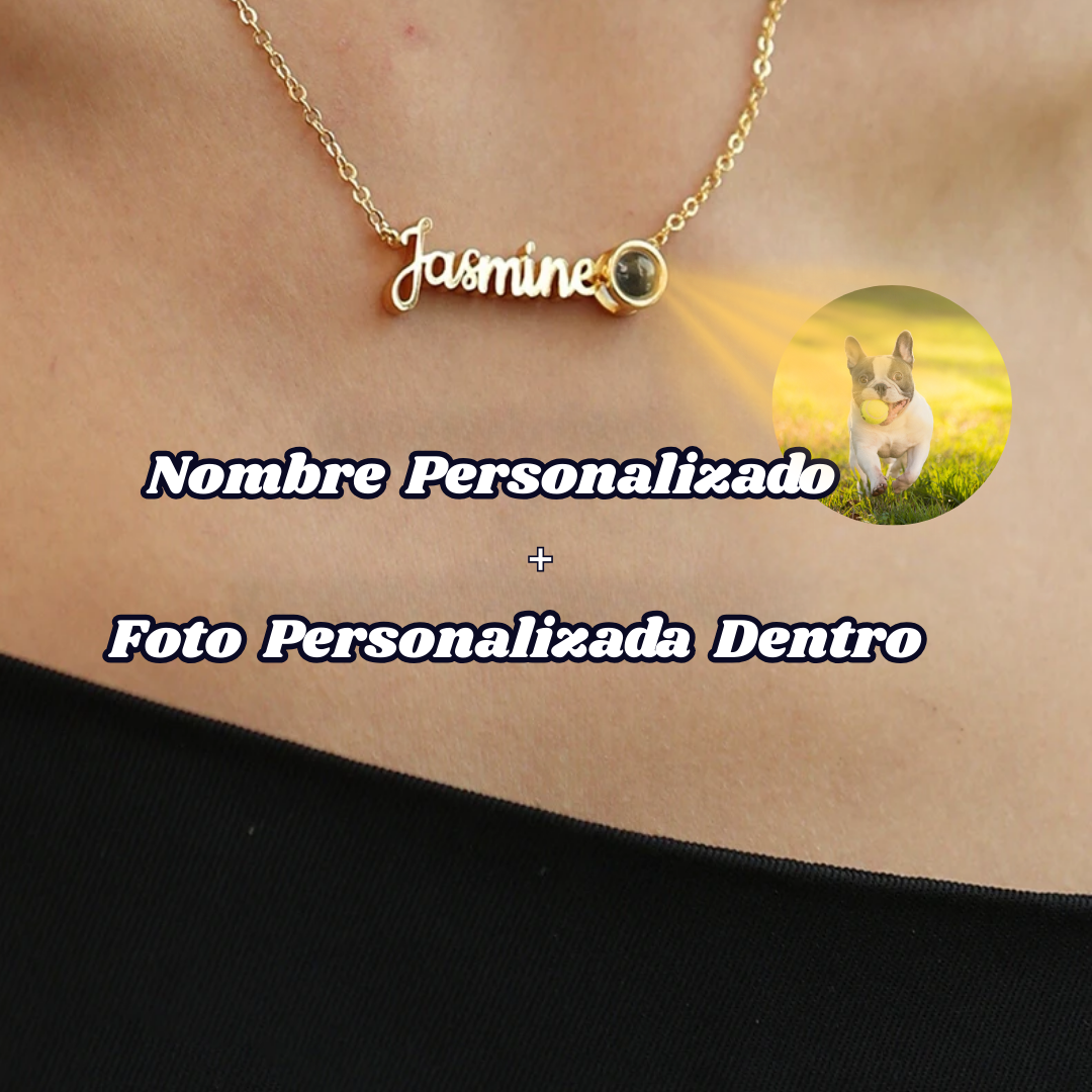 Collar con nombre personalizado y con proyección de foto